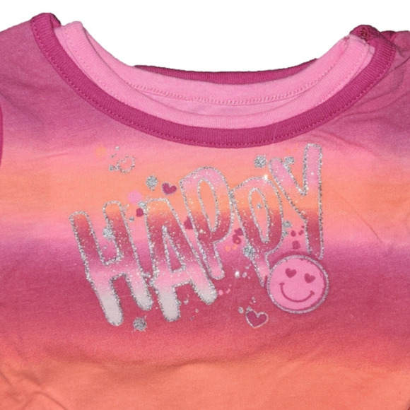 GARANIMALS Pink Two-Layer Tee with 'HAPPY' on Front and Side-Tie Accent - Picture 2 of 4
